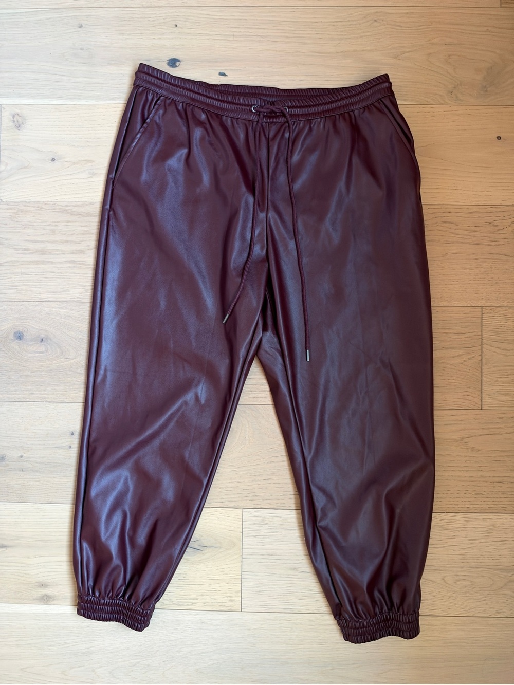 a new day Faux Leather Joggers - Burgundy